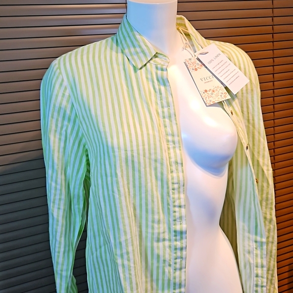 BNWT fits UK size 14 16 v pretty lime stripe linen shirt tunic dress long blouse - Picture 5 of 16